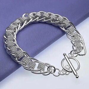 Sterling Silver Braided Chain Bracelet - Toggle Clasp